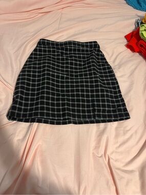 Hollister Black Plaid Midi Skirt